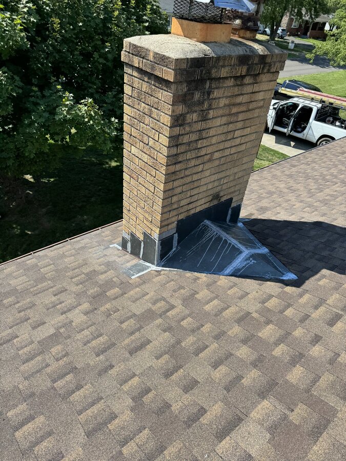 Soldered chimney flashing corner